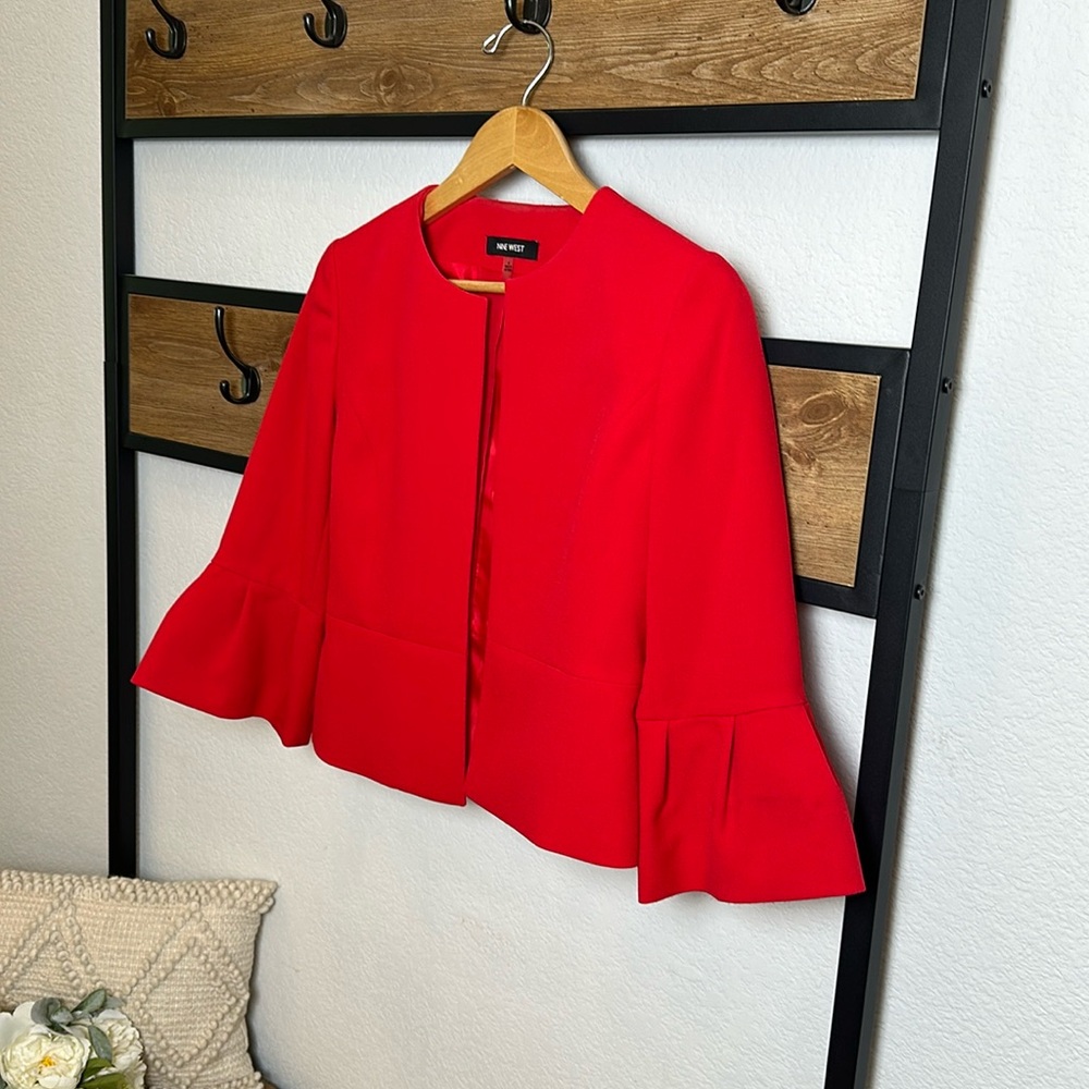 Red Nine West Blazer Size 4 - Fully Lined